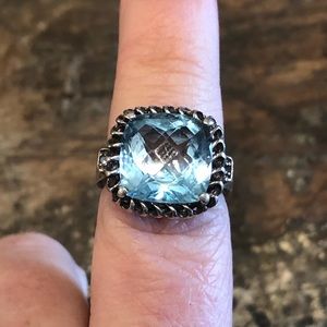 Blue topaz and sterling silver ring